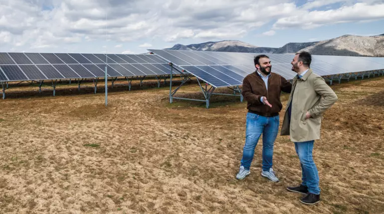 men chatting in Greece